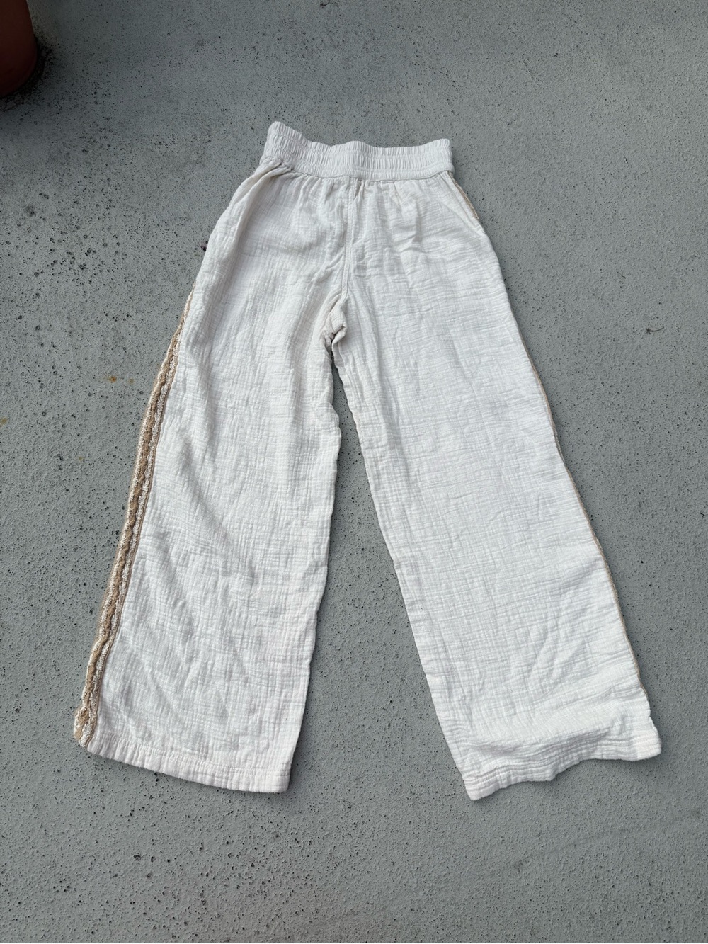 AERIE High Waisted Boho Cream WIDE LEG PANTS Pockets SZ XS - Picture 8 of 9